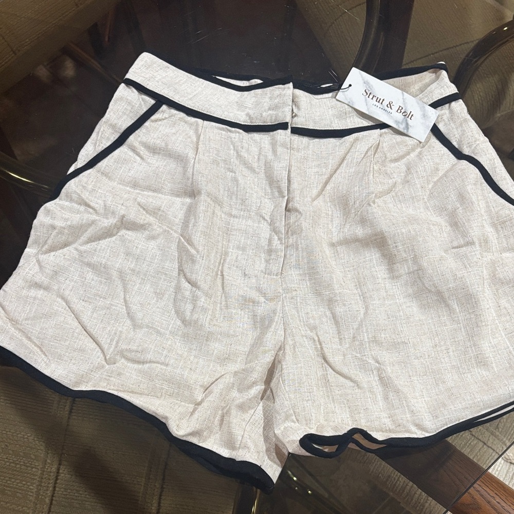 Women's Cream Shorts with Black Trim